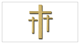 141 DA25 517 GD WT Gold 3 Crosses White Background